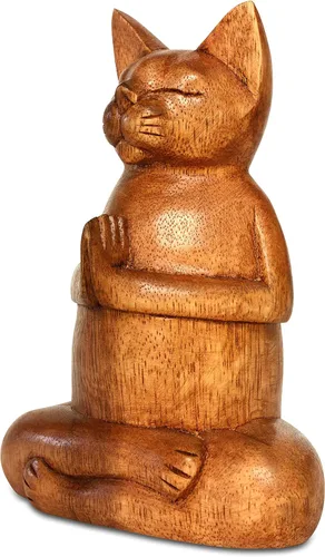 Miniatura 3 de G6 Collection Estatua de yoga de gato siamés tallada a mano de 8 pulgadas, escultura de estatua de yoga hecha a mano, decoración del hogar