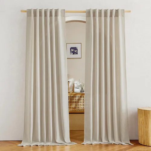 Miniatura 58 de NICETOWN Cortinas de lino semitraslúcidas para dormitorio, bolsillos para barra y pestaña trasera, tratamientos de ventana transparentes de lino