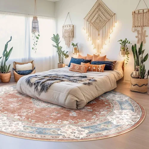 Miniatura 13 de MUJOO Alfombra Pasillo Runner 2'x8' Azul Gris Alfombras Largas Boho Lavable a Máquina Antideslizante para Entrada Cocina Baño Dormitorio Retro Suave