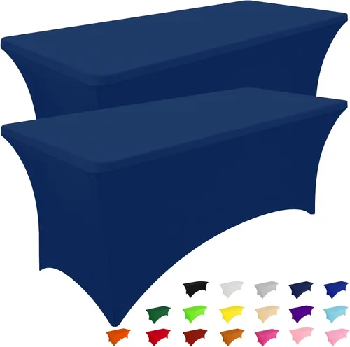 Miniatura 43 de Smiry Paquete de 2 manteles de elastano de 6 pies, fundas de mesa elásticas ajustables extensibles, lavables y sin arrugas, rectangulares para mesa