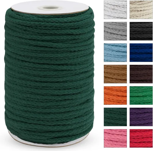 Miniatura 10 de JeogYong - Cuerda de macramé trenzada 5mm x 90m, cuerda de algodón trenzada de 8 hebras natural, cuerda de cordón de dibujo colorida para colgar
