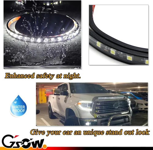 Miniatura 3 de Tira de luces LED flexible de color blanco 63-SMD para moldura del capó de Toyota Tundra 2014-2021, impermeable, 12V 63-SMD Blanco