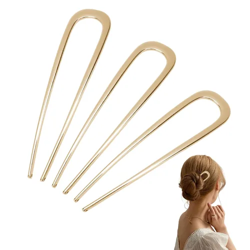 Miniatura 11 de 3 horquillas de metal para el pelo francés, para mujer, horquillas para moños, accesorios metálicos para el cabello (negro)