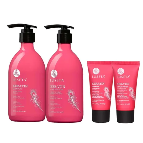 Miniatura 14 de Luseta - Champú y acondicionador de queratina para cabello teñido dañado y seco, tratamiento capilar de queratina para suavizar, nutrir
