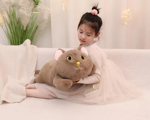 Miniatura 2 de YESGIRL Animales de peluche con peso de gato de 26.4 pulgadas, 5 libras, animal de peluche grande con peso, linda almohada de juguete de peluche