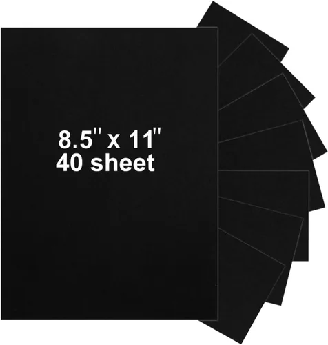 40 Sheets 8.5" x 11" Black Cardstock, Heavyweight Cardstock Sheets Blank Invitation Paper Greeting Cards Printable, 74lb Cover 200 GSM