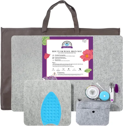 Miniatura 12 de Rdutuok Tapete de Prensado de Lana de 17"x13.5" 100% Lana Afieltrada de Nueva Zelanda Tapete de Planchado para Acolchadores, Costura, Suministros