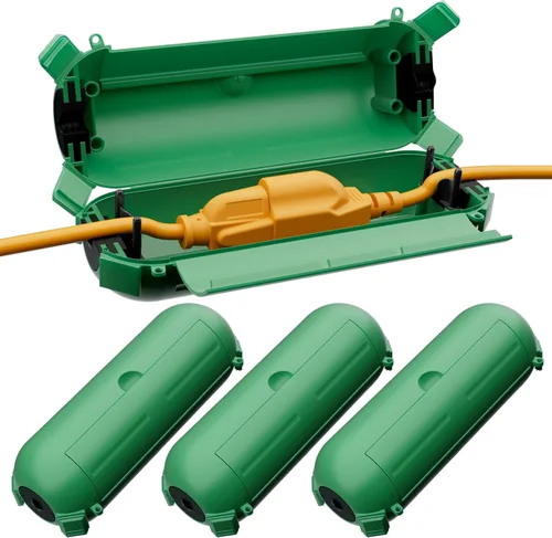 Miniatura 9 de RESTMO Paquete de 2 fundas compactas para cable de extensión para exteriores, caja impermeable IP44 y funda de seguridad, ideal para proteger