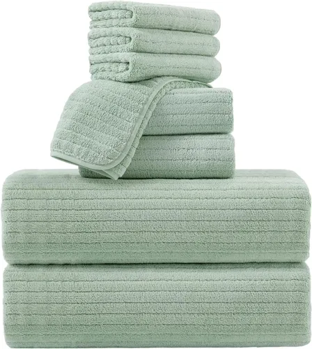 Miniatura 12 de Mistyrose Toalla de diseño acanalado (verde, toallas de baño de 4 piezas)