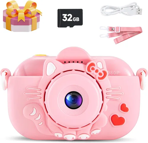 Miniatura 18 de MAVOKIS Cámara digital para niños de 3 a 8 años, cámara 1080P para niños con tarjeta SD de 32 GB, juguetes para niñas de 6 a 9 años, regalos