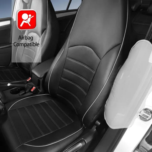 Miniatura 3 de TOYOUN fundas clásicas universales de cuero sintético para asiento delantero de automóvil, respaldo alto, fundas para asiento tipo cubo - se adaptan