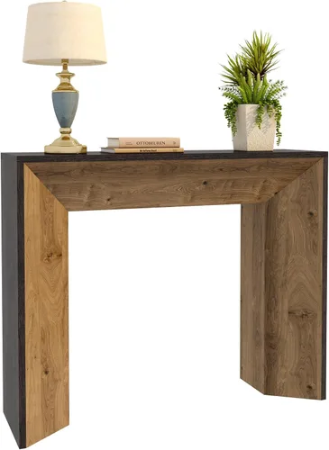Miniatura 9 de Mesa de entrada de 41 pulgadas con luz LED, mesa consola de madera de granja detrás del sofá, mesa de sofá rústica estrecha para sala de estar, mesa