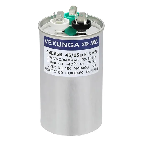 Miniatura 28 de VEXUNGA - 25/5 uF 25+5 MFD 370V o 440V Condensadores redondos de arranque dual 25 5 uF 370 440 Volt VAC CBB65 Condensadores para acondicionador