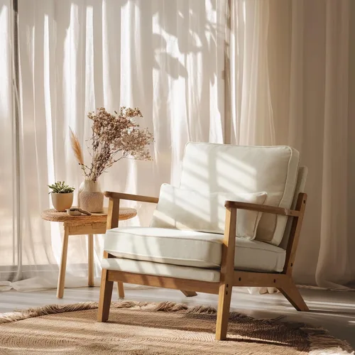 VINGLI Silla decorativa de madera maciza con reposabrazos anchos, silla moderna tapizada de mediados de siglo con almohada, cómoda silla de lectura,