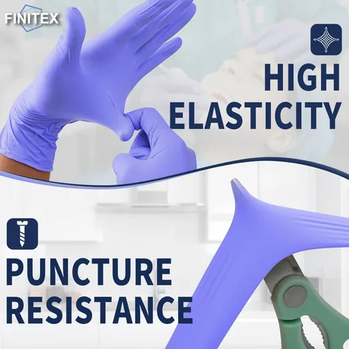 Miniatura 5 de FINITEX Guantes de examen de nitrilo azul hielo, sin polvo, 1000 guantes de limpieza médica y del hogar