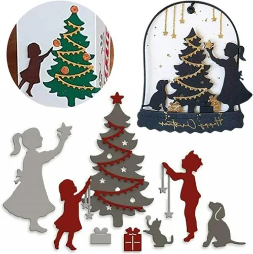 Miniatura 10 de Troqueles para álbum de recortes, troqueles de metal de Navidad para hacer tarjetas, plantilla de perforación para manualidades de papel, plantillas