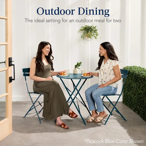Miniatura 3 de Best Choice Products Juego de 3 piezas de bistró, diseño plegable que ahorra espacio, acero sólido, juego de muebles de patio al aire libre con 2