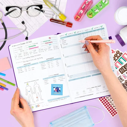 Miniatura 7 de Clever Fox Planificador médico diario – Cuaderno de diario de salud, diario de bienestar y cuaderno de registro de autocuidado, dura 3 meses, 7 x
