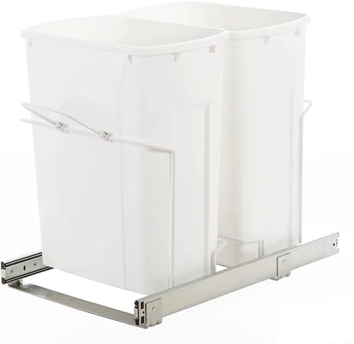 Knape & Vogt SBM15-2-35WH - Bote de basura extraíble para montaje inferior de gabinete, 18.8 x 14.25 x 22 pulgadas