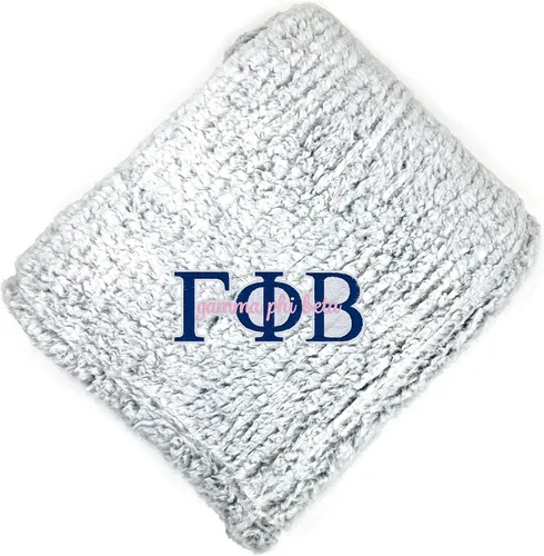 Miniatura 20 de Go Greek Chic Alpha Chi Omega - Manta de sherpa bordada (azul marino)