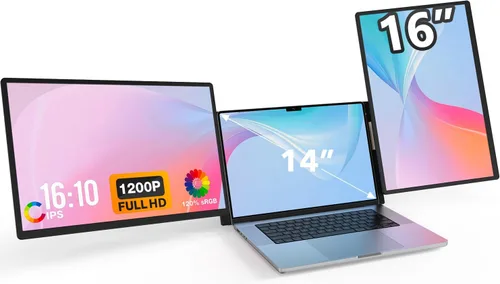 FLYTOCCA Extensión de Pantalla para Laptop de 16 Pulgadas, Monitor Portátil FHD de 1200P Actualizado con Pantalla de Relación de Aspecto 16:10,