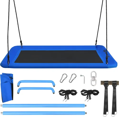 Miniatura 9 de Goplus Columpio de árbol de plataforma gigante de 60 pulgadas para niños y adultos, columpio rectangular ajustable para interiores y exteriores