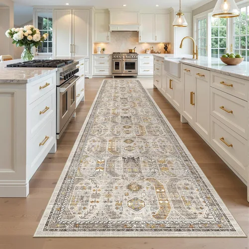 Miniatura 400 de Madane Tapete lavable de 2 x 10 pies para pasillo, cocina, recibidor, clásico, suave, antideslizante para interiores, casa de campo, baño, sala