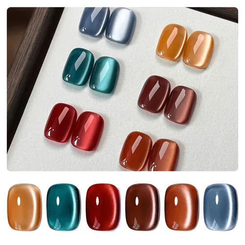 Miniatura 10 de GAOY Juego de esmaltes de uñas de gel con purpurina de ojo de gato con imán y galaxia colorida para ojos de gato holográficos, manicura de gel