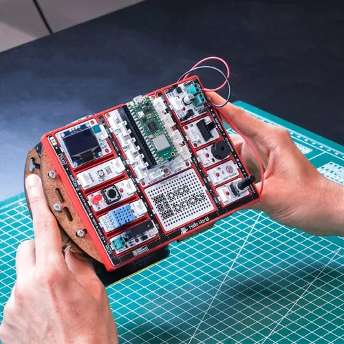 Miniatura 7 de PicoBricks Raspberry Pi Pico W Kit de inicio con 12 sensores desmontables y extensa guía de aprendizaje, kit de codificación de bricolaje, Raspberry