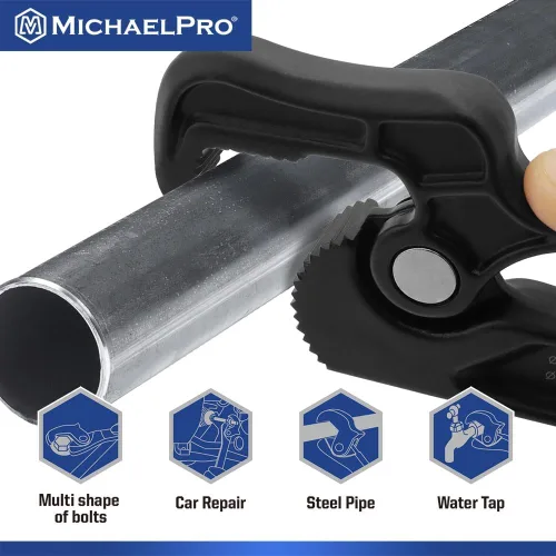 Miniatura 4 de MichaelPro Llave de tubo autoajustable, Llave de tubería multifunción ajustable de 8 pulgadas, llave de plomería con diámetro de sujeción de hasta