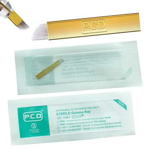 Miniatura 6 de S7 30 agujas de microblading con 0.008 in de diámetro, agujas de tatuaje manual de cejas de maquillaje permanente, hojas de microblading - azul 7