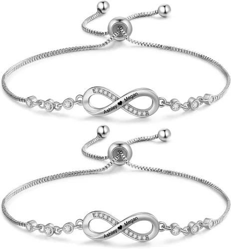 Miniatura 9 de Pulseras personalizadas con el infinito para parejas, pulseras a juego con nombre personalizado para parejas, regalo romántico para el día de San