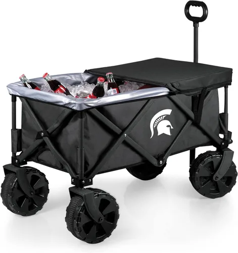 Miniatura 42 de PICNIC TIME NCAA Adventure Wagon Elite - Carro de playa plegable todo terreno con ruedas grandes, tapa superior de mesa y forro suave para enfriar