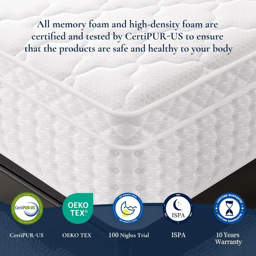 Miniatura 3 de Colchón híbrido individual XL de 12 pulgadas en una caja, colchón de felpa con espuma viscoelástica de gel y resortes embolsados individualmente