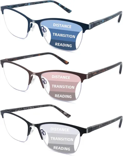 Miniatura 8 de HIYANJN Paquete de 4 lentes de lectura para mujeres y hombres, bloqueo de luz azul, lentes de metal con marco de acero inoxidable, lentes