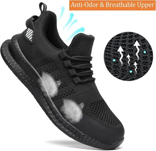 Miniatura 5 de Zapatos de punta de acero para hombres y mujeres, cómodos, ligeros, zapatos de seguridad para el trabajo, a prueba de pinchazos, antideslizantes