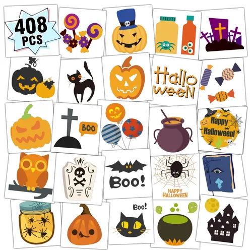 Miniatura 14 de Partywind 408 piezas de tatuajes infantiles para suministros de fiesta, hoja envuelta individualmente, calcomanías de tatuajes temporales para niños