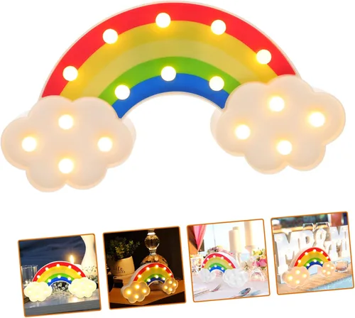 Miniatura 2 de Uonlytech Lámpara de modelado de arco iris, decoración de zorro, lámpara de escritorio decorativa, luz de neón arco iris, luz LED de escritorio