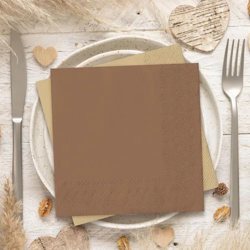 Miniatura 6 de Whaline Paquete de 150 Servilletas Marrones de 6.5 x 6.5 Pulgadas, Servilletas de Papel Desechables de 3 Colores con Tema Marrón de Otoño