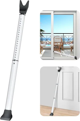 Miniatura 14 de AceMining Barra de seguridad para puerta mejorada y barra de patio deslizante, topes resistentes ajustables para el hogar, apartamento, viajes Blanco