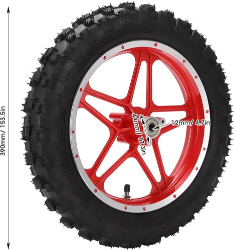 Miniatura 2 de Rueda trasera, neumático de goma Qiilu de 2.5 a 10 pulgadas, metal antideslizante + goma de repuesto para mini moto todoterreno de 47 cc, 49 cc, 2