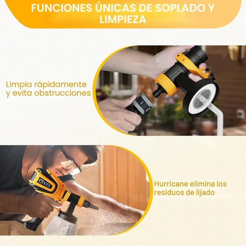 Miniatura 5 de VONFORN Pulverizador de pintura, pistola de pulverización HVLP de 700 W con juntas de limpieza y soplado, 4 boquillas y 3 patrones, fácil de Amarillo