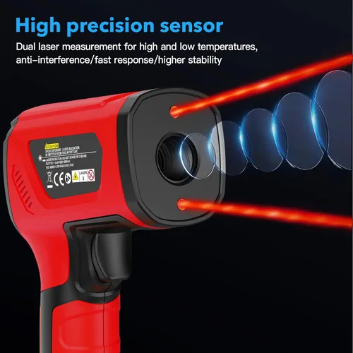 Miniatura 6 de 40℉~2912℉ Termómetro infrarrojo MESTEK Pistola de alta temperatura, termómetro láser dual 50:1/sonda K de 14°F a 932°F, pistola de temperatura IR