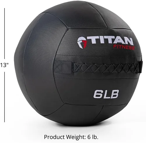 Miniatura 2 de Titan Fitness LB Soft Shell - Bola de pared medicinal con laminado de policompuesto y textura cruzada, agarre antideslizante para lanzar, fuerza