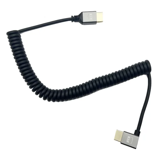 Miniatura 3 de Seadream Cable HDMI en espiral en ángulo 4K, cable HDMI macho a macho, HDMI 2.0 18 Gbps convertidor de extensión de cable HDTV compatible con 3D