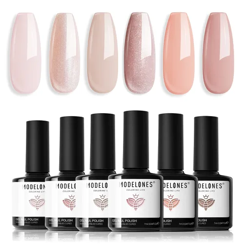 Miniatura 34 de modelones Juego de esmalte de uñas de gel, 0.5 onzas líquidas, base sedosa mejorada y capa superior extra brillante, transparente, no se limpia