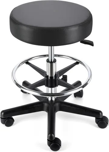 Miniatura 9 de JMU Taburete rodante con ruedas, taburete de asiento grande de cuero de PVC, capacidad de peso de 400 libras, altura ajustable resistente para Azul