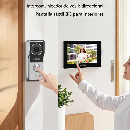 Miniatura 3 de Cámara de timbre de video con cable con monitor interior, sistema de video portero, pantalla táctil de 7 pulgadas, visión nocturna, gran angular