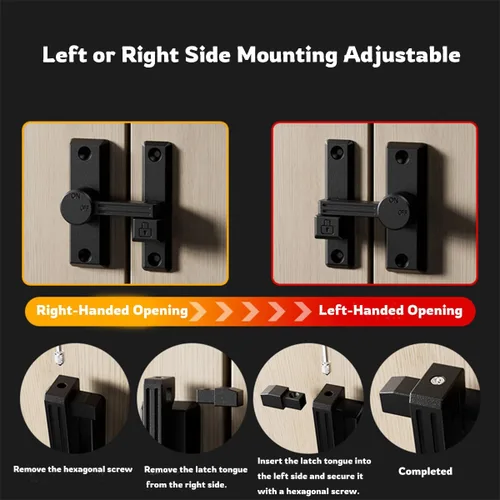 Miniatura 3 de Cerradura luminosa con cierre abatible para seguridad del hogar, flexibilidad de doble propósito, apertura izquierda/derecha de 90/180 grados