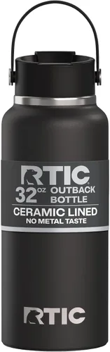 Miniatura 17 de RTIC - Botella de agua Outback de 32 oz (1 L), con revestimiento de cerámica, aislada, de acero inoxidable, doble pared con aislamiento al vacío